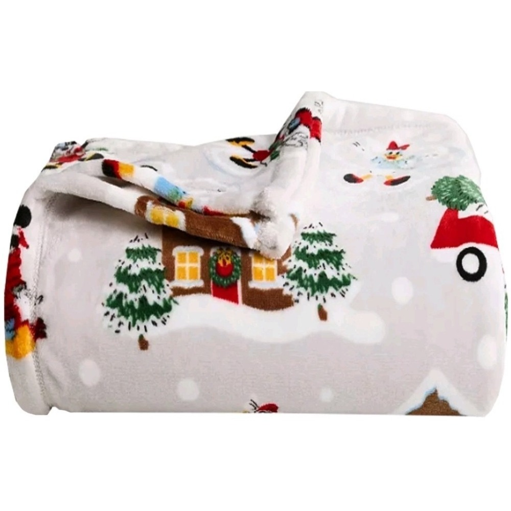 The Big One Disney Mickey And Friends Christmas Plush Fleece Throw Blanket 5'x6'